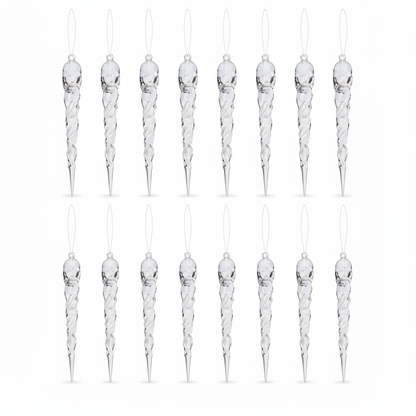 Kristall-Eiszapfen Anhänger | 24er & 36er Set Weihnachtsdeko für Baum & Fenster | Glitzernde Winterornamente