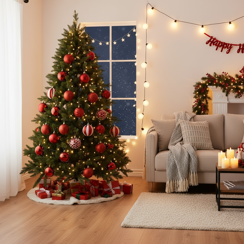 Luxuriöse Weihnachtskugeln Set | 24-teilige Christbaumkugeln | Edle Weihnachtsdeko in Grün, Silber, Rot, Rosa & Champagner