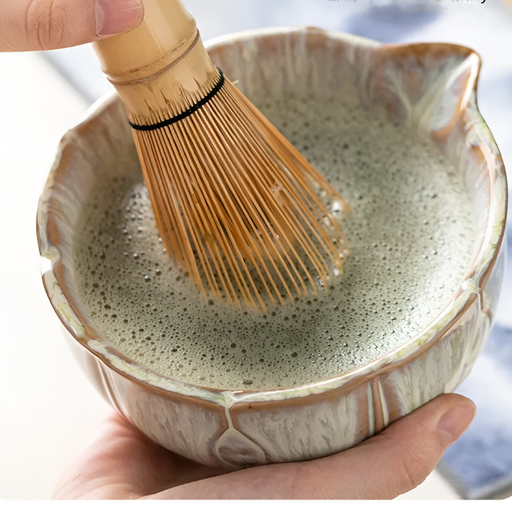 Matcha Set 8 Teilig | Handgefertigte Keramikschale 550 ml | Mit Bambus Zubehör