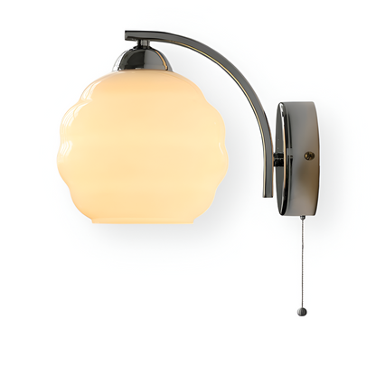 MilkyLume – Künstlerische Wandleuchte im Art-Déco-Stil aus Milchglas & Metall