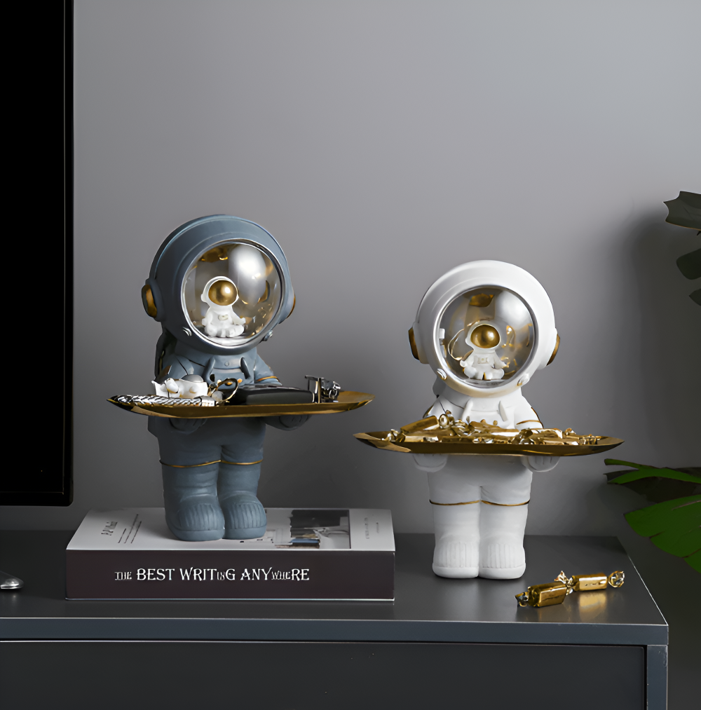 AstroTray – Astronaut Deko Aufbewahrungstablett aus Kunstharz | Moderne Schale für Schlüssel & Accessoires