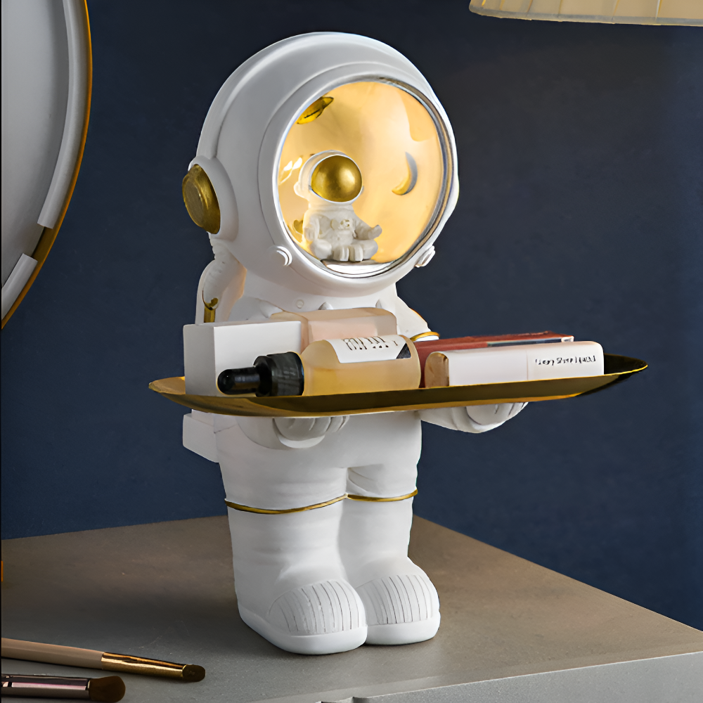 AstroTray – Astronaut Deko Aufbewahrungstablett aus Kunstharz | Moderne Schale für Schlüssel & Accessoires