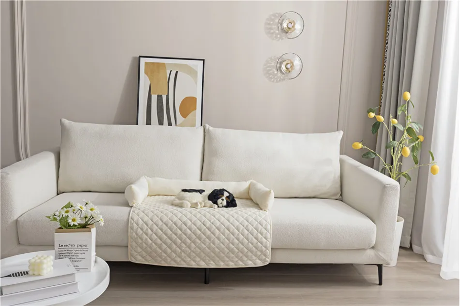 Veloura Nest | Samtweiche Hundedecke mit Schutzrand für Sofa
