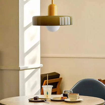 Lunari Halo | Hängeleuchte aus farbigem Glas im Bauhaus-Stil