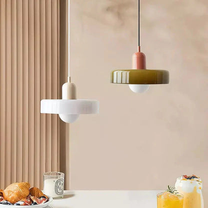 Lunari Halo | Hängeleuchte aus farbigem Glas im Bauhaus-Stil