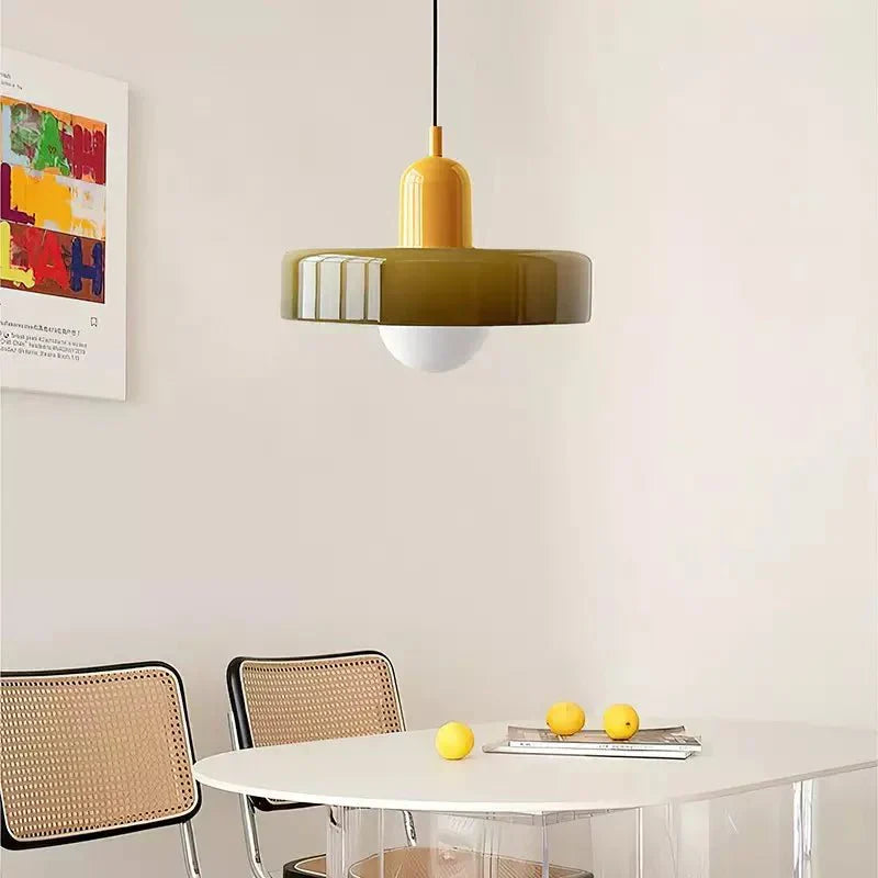 Lunari Halo | Hängeleuchte aus farbigem Glas im Bauhaus-Stil
