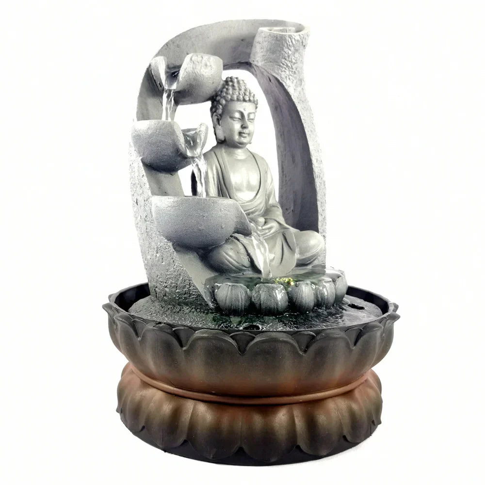 VividSerenity Brunnen | Buddha-Tischbrunnen mit LED-Beleuchtung für Entspannung & Deko
