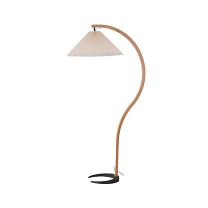 Mollera Arc | Stehleuchte aus Holz mit Leinenlampenschirm im Caprani-Stil