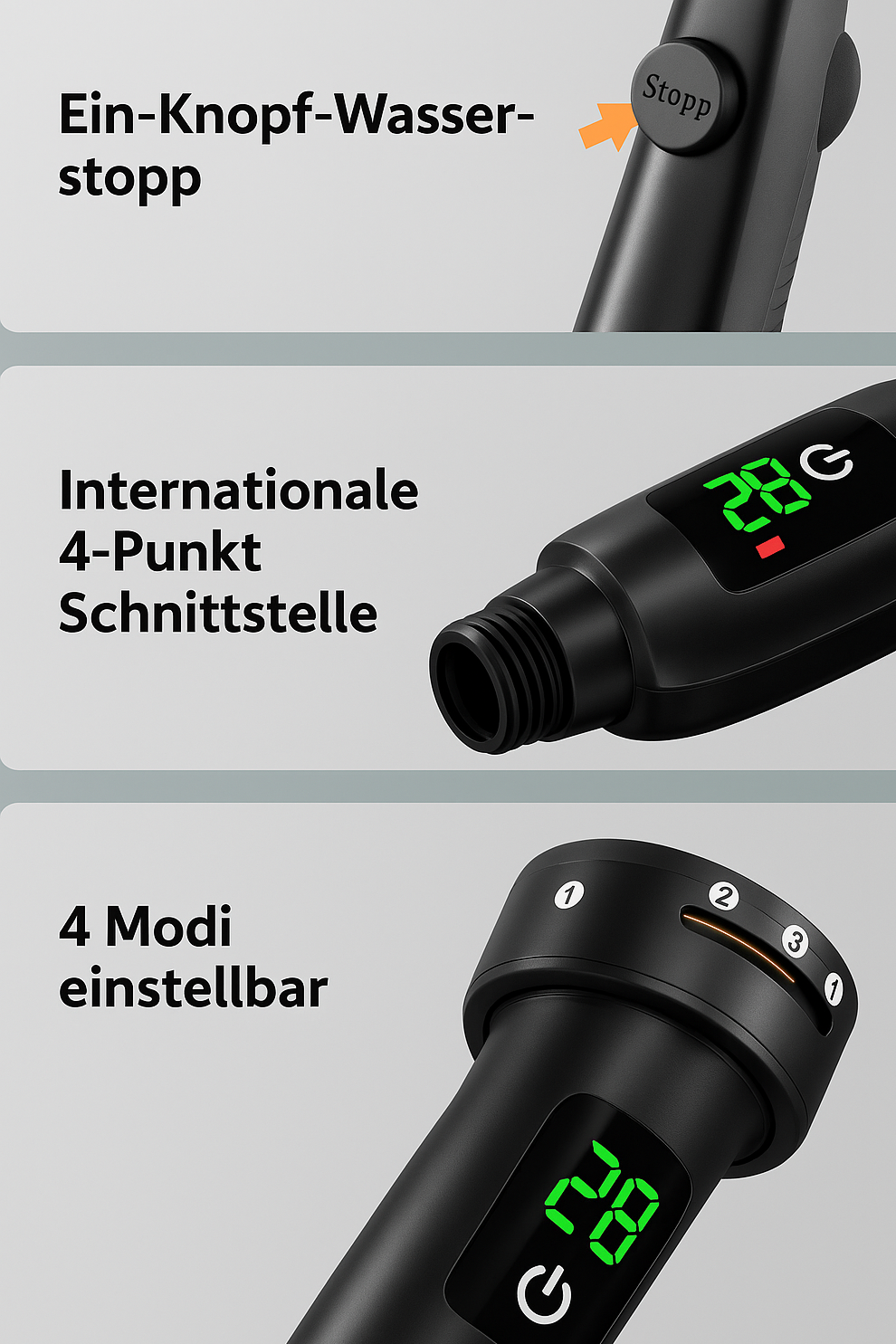 HydroSense Flow | LED-douchekop met filter en temperatuurweergave 