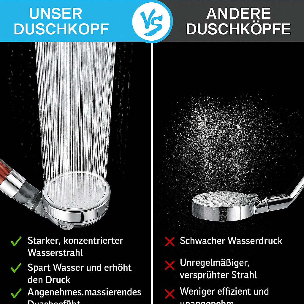 Hochdruck-Duschkopf mit 3 Funktionen & Anionenfilter – wassersparend & erfrischend wie ein Spa