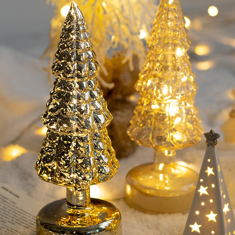Kerstboom glas nachtlamp | LED tafellamp met batterijvoeding | feestelijke kerstdecoratie