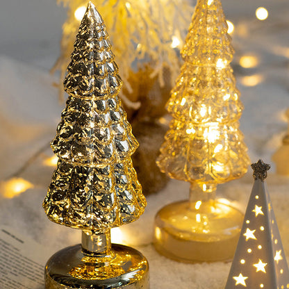 Kerstboom glas nachtlamp | LED tafellamp met batterijvoeding | feestelijke kerstdecoratie