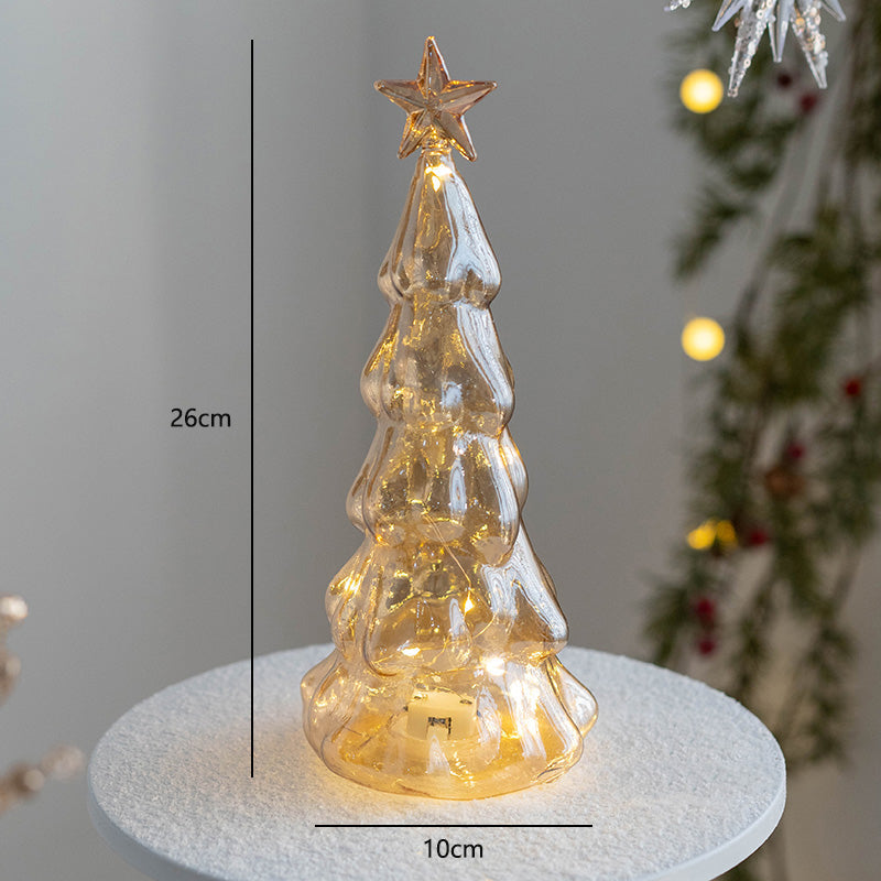 Kerstboom glas nachtlamp | LED tafellamp met batterijvoeding | feestelijke kerstdecoratie