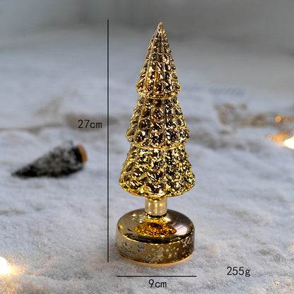 Kerstboom glas nachtlamp | LED tafellamp met batterijvoeding | feestelijke kerstdecoratie
