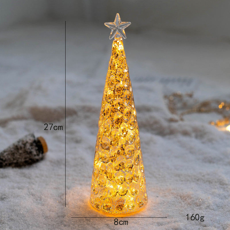 Kerstboom glas nachtlamp | LED tafellamp met batterijvoeding | feestelijke kerstdecoratie
