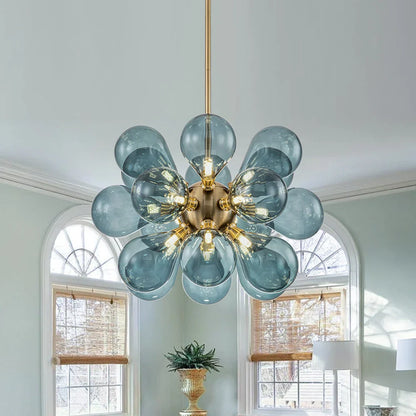 Aurevia | Blauer Glasblasen Kronleuchter im Cluster-Design