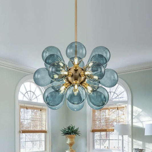 Aurevia | Blauer Glasblasen Kronleuchter im Cluster-Design