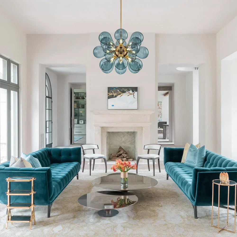 Aurevia | Blauer Glasblasen Kronleuchter im Cluster-Design