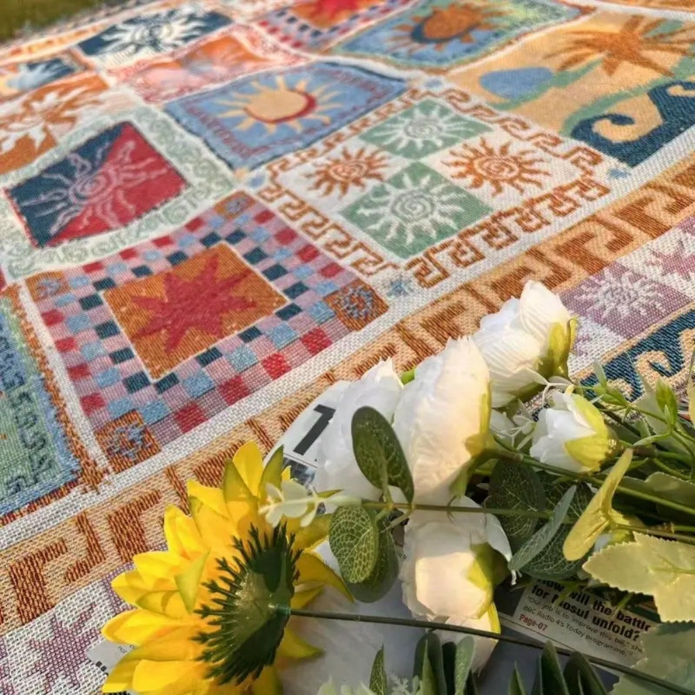 Picknickdecke Outdoor | Dick & Strapazierfähig | Mikrofaser-Mix | Mit Fransen