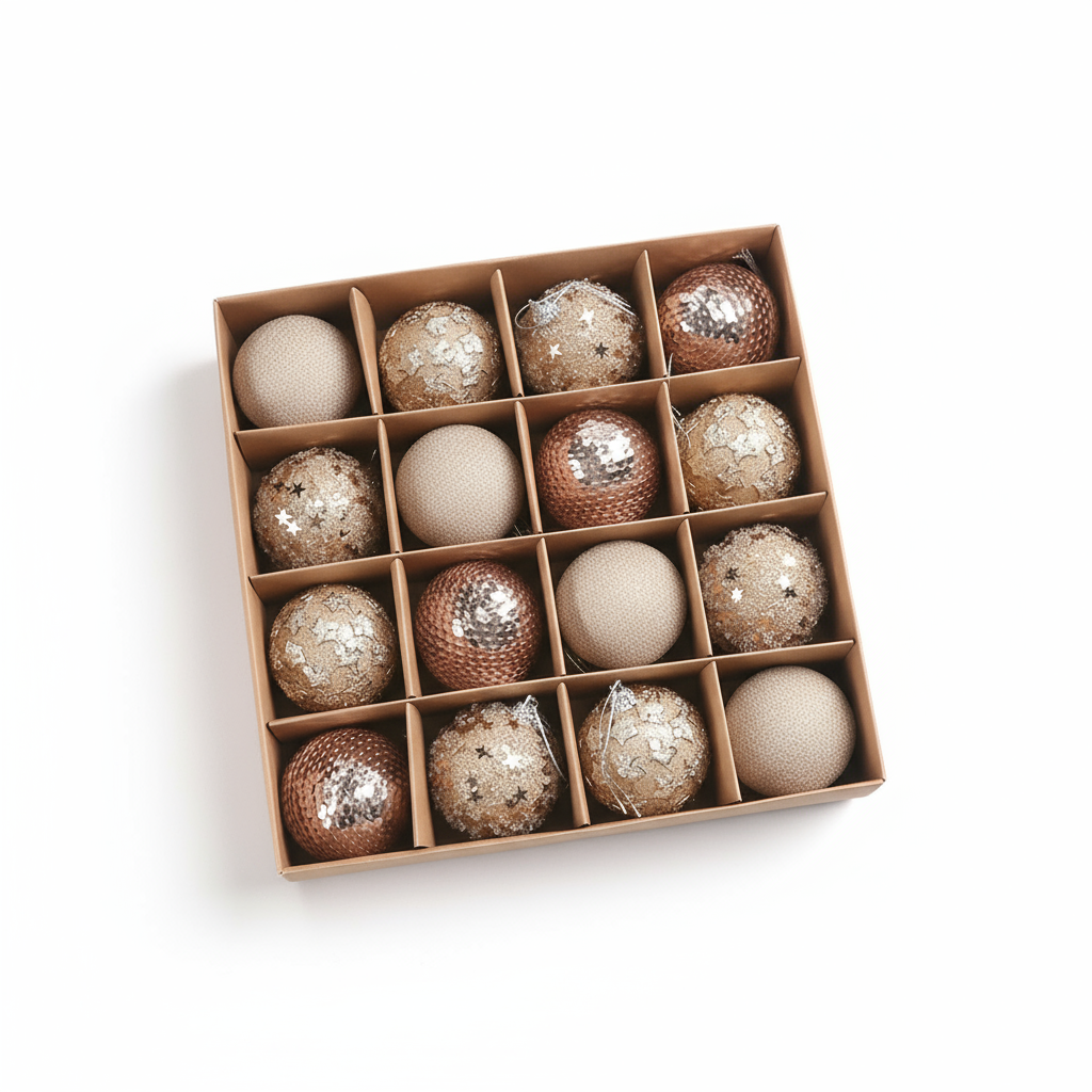 Weihnachtskugeln Set | Elegante Christbaumkugeln aus Kunststoff | Champagner-Gold & Rot-Glitzer |