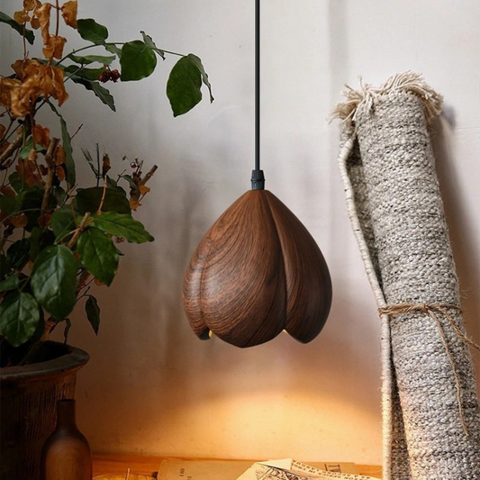 NordLume Lampe | Moderne Pendelleuchte aus Walnussholz in Braun, skandinavischer Stil