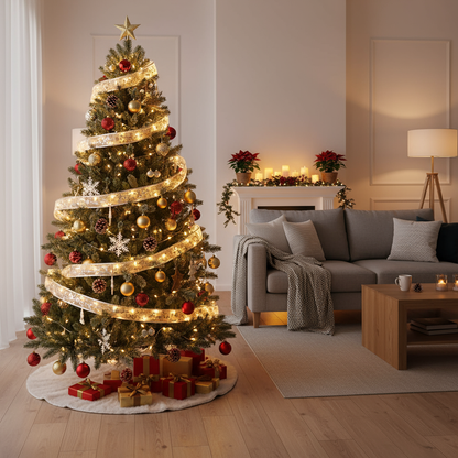 Weihnachtsgirlande mit Lichtern | LED Weihnachtsdeko für Fenster & Wohnzimmer | Warmweiß & Multicolor | 5 m / 10 m