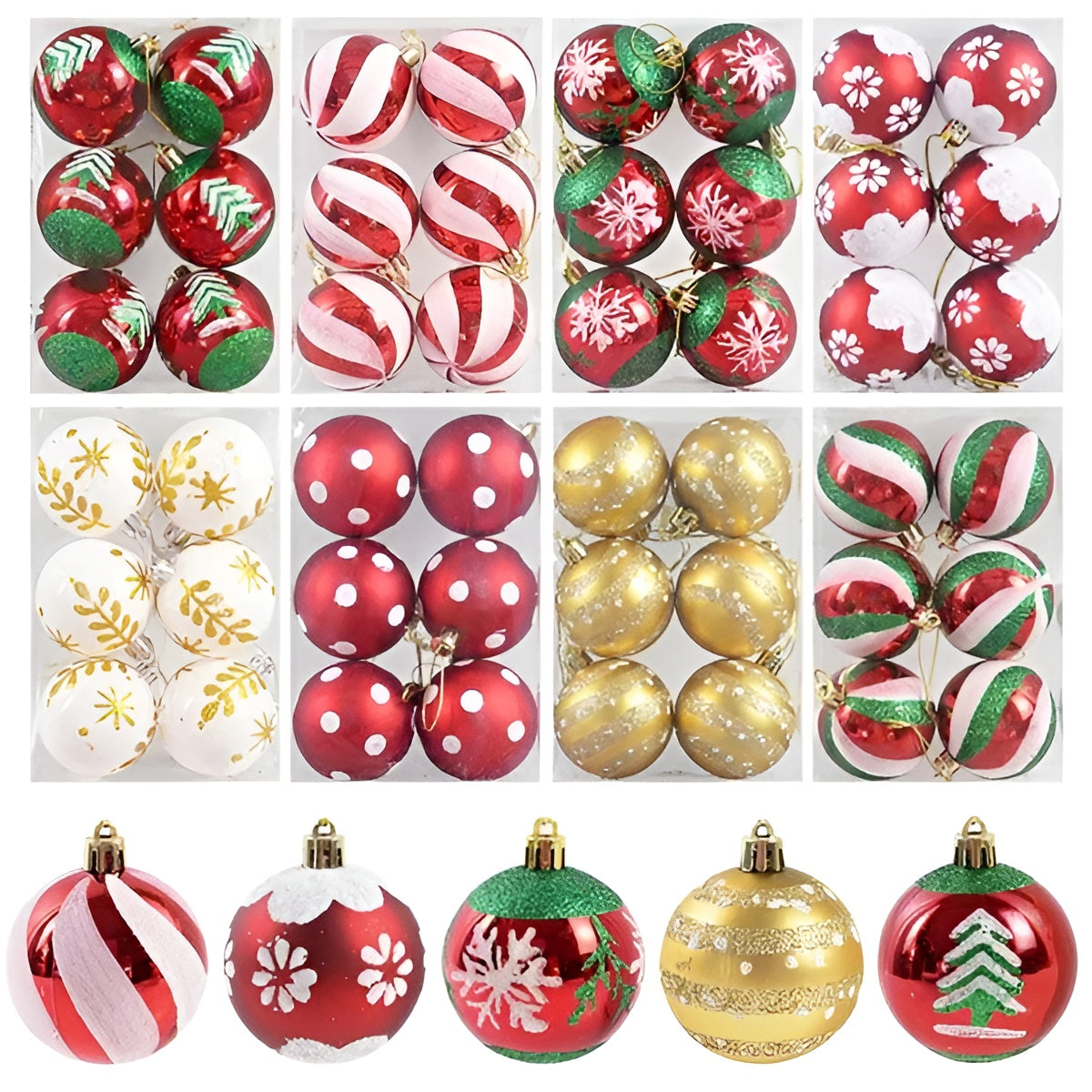 Elegantes Weihnachtskugel Set | 6er-Set Glasornamente für den Christbaum | Edle Weihnachtsdeko aus Glas