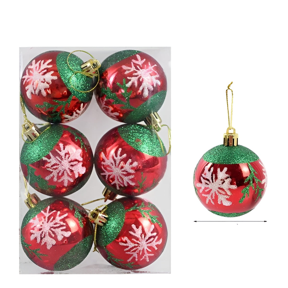 Elegantes Weihnachtskugel Set | 6er-Set Glasornamente für den Christbaum | Edle Weihnachtsdeko aus Glas