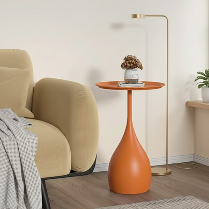 Ariessa Lumo | Mobiele ronde bijzettafel in licht-luxe design voor bank & bed