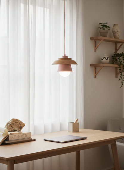 ScandiGlow hanglamp – Noordse LED hanglamp van hout & metaal in macaron-ontwerp