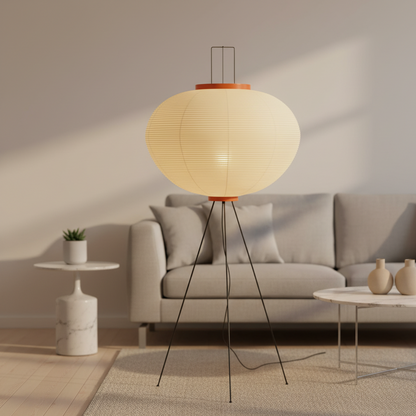 Sōra 9A | Handgemaakte papieren lamp met houten structuur