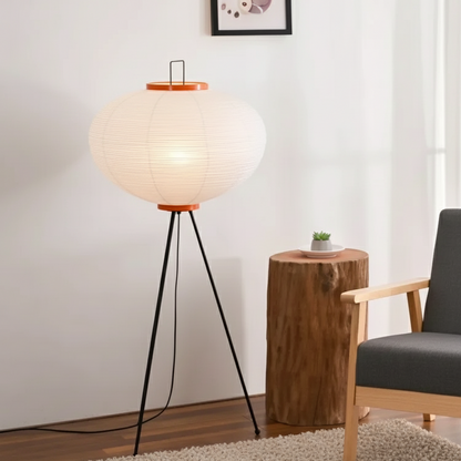 Sōra 9A | Handgemaakte papieren lamp met houten structuur