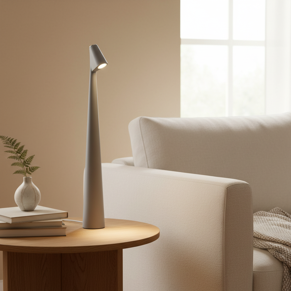 NordicLite | Draadloze LED-tafellamp in Scandinavisch minimalisme | Modern design voor woon- & slaapkamer