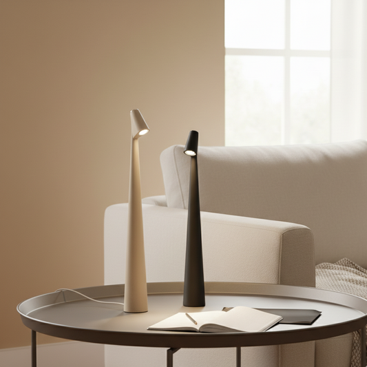 NordicLite | Kabellose LED Tischlampe im skandinavischen Minimalismus | Modernes Design für Wohn- & Schlafzimmer