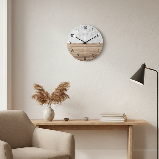 Marbelle | Moderne Wanduhr in Marmoroptik | Kreatives Design & Zeitlose Eleganz für stilvolle Wohnräume