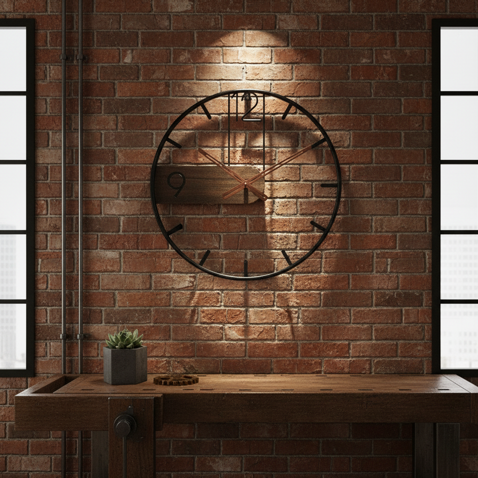 TimberLine | Minimalistische Wanduhr aus Walnussholz & Edelstahl | Zeitlose Schönheit für modernes Wohndesign