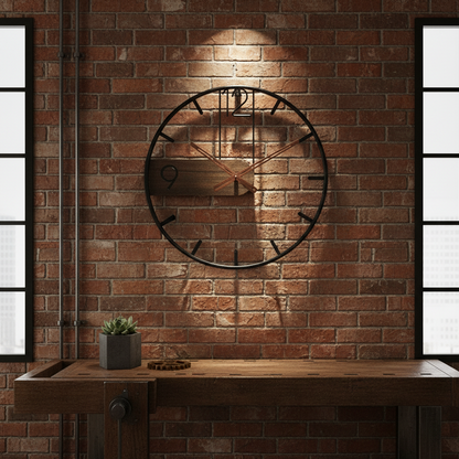 TimberLine | Minimalistische Wanduhr aus Walnussholz & Edelstahl | Zeitlose Schönheit für modernes Wohndesign