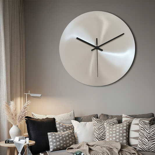 Aeris Steel | Elegante Minimalistische Edelstahl-Wanduhr | Zeitlose Präzision & Stil für modernes Interieur
