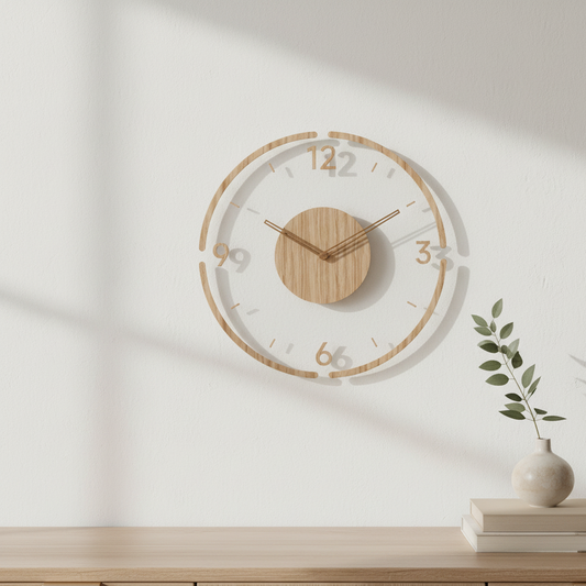 NordWood | Designer Holz-Wanduhr | Skandinavisches Design & natürliche Eleganz für moderne Räume