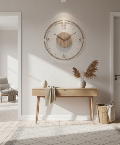NordWood | Designer Holz-Wanduhr | Skandinavisches Design & natürliche Eleganz für moderne Räume