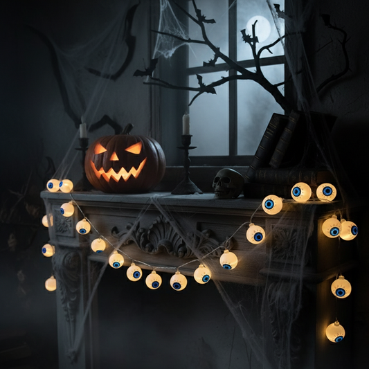 Halloween Augen Lichterkette – Gruselige LED Partydeko für drinnen & draußen