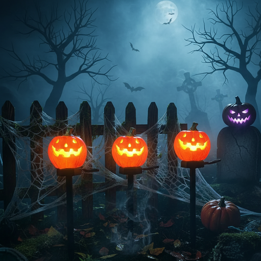 Halloween Solar Kürbis Lichter – Wetterfeste LED Gartenlampen für Außen & Partydeko