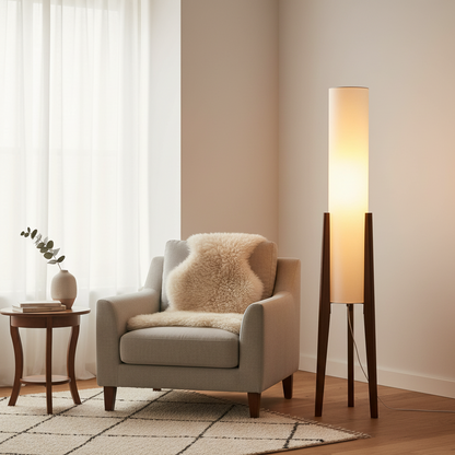 Lunara | Massivholz-Stehlampe aus Walnuss mit LED-Licht