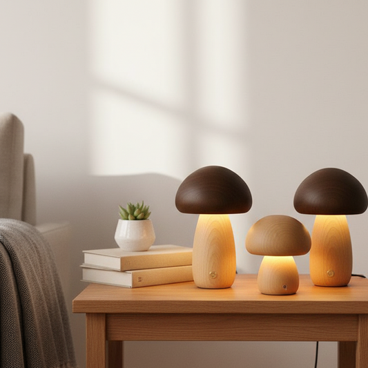 Lunaris Shroom | Oplaadbare tafellamp in hout-paddenstoel ontwerp