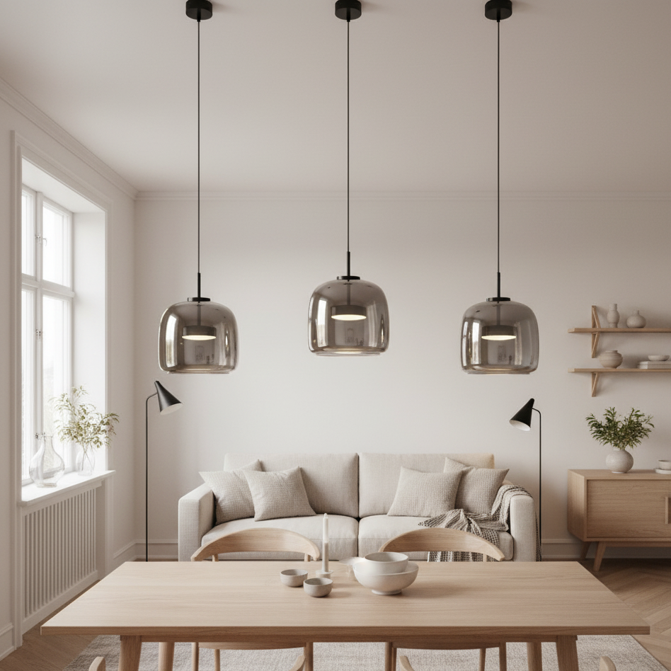 Svarna | Noordse hanglamp van getint glas
