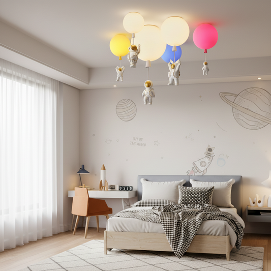 Stellari Orbit | verspielte LED-Deckenleuchte für Kinderzimmer im Astronauten-Design