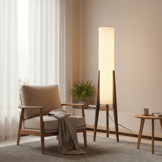 Lunara | Massivholz-Stehlampe aus Walnuss mit LED-Licht