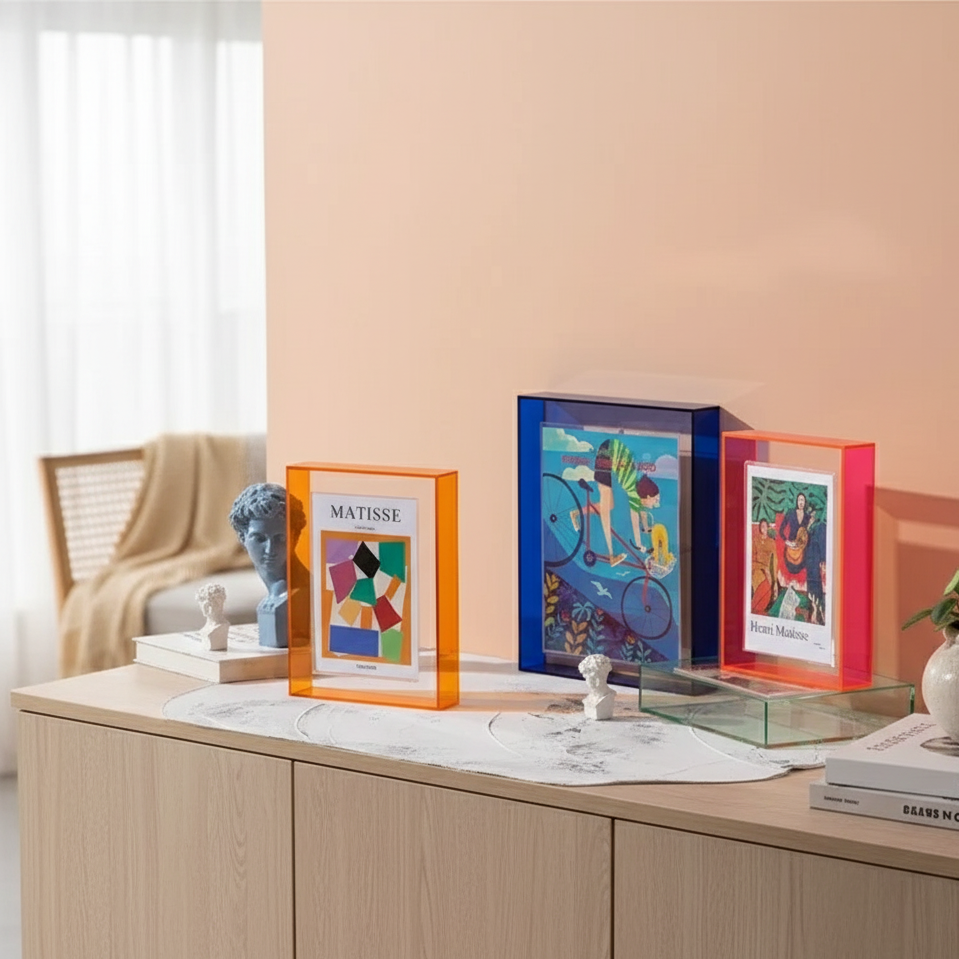 KlaraFrame Mini | Transparante acryl fotolijst met standaard voor bureau &amp; plank