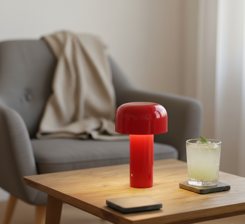 Pilz Tischlampe LED | Wiederaufladbar & Dimmbar | Tragbar | Aluminium