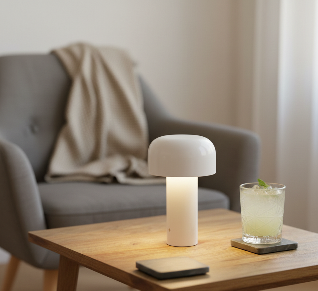 Pilz Tischlampe LED | Wiederaufladbar & Dimmbar | Tragbar | Aluminium